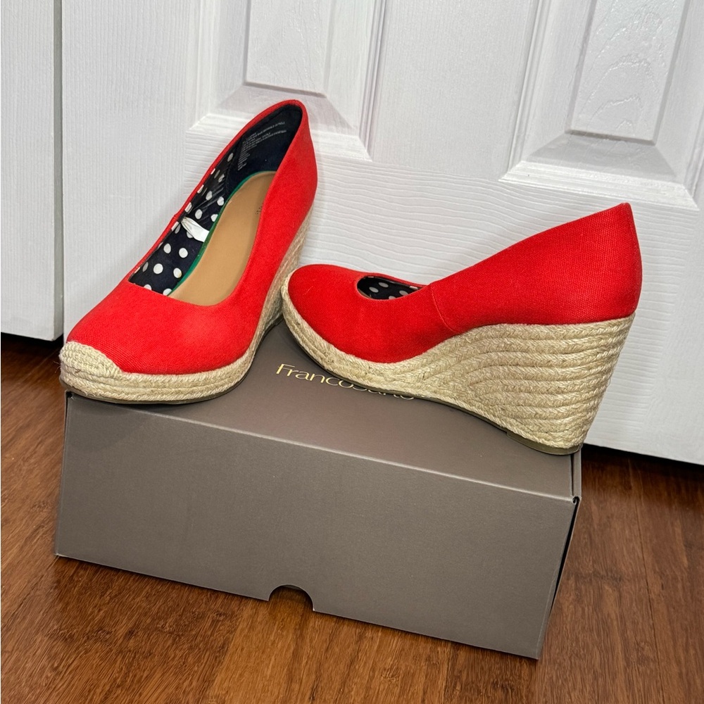 Franco Sarto Vibrant Red Espadrille Wedges